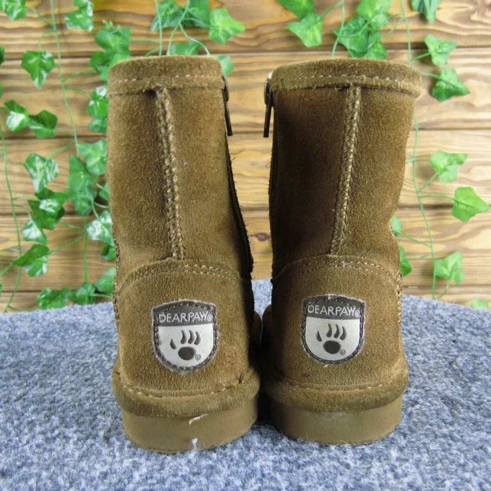 Bearpaw Elle‎ Kids Brown Suede Leather Sheepskin Lined Winter Boots Toddler 8